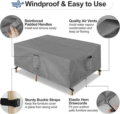 OutdoorLines Outdoor Waterproof Patio Table Furniture Set Covers - Square Couch Sectional Cover Outside Weatherproof Patio Furniture Covering for Deck, Lawn and Backyard 94" L x 94" W x 28" H, Grey