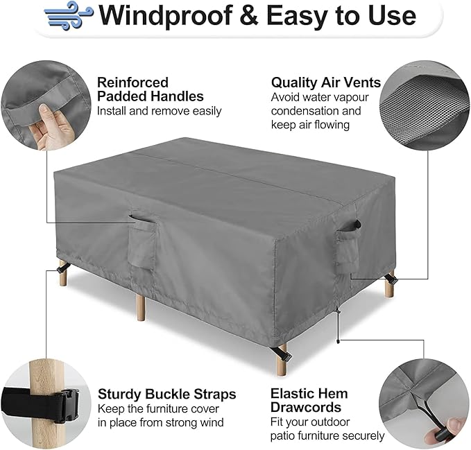 OutdoorLines Outdoor Waterproof Patio Table Furniture Set Covers - Square Couch Sectional Cover Outside Weatherproof Patio Furniture Covering for Deck, Lawn and Backyard 74" L x 74" W x 28" H, Grey
