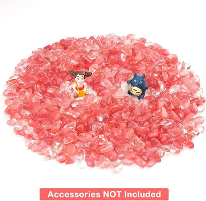 WAYBER Decorative Pebbles, 2 Lbs/920g (Fill 2 Cups) Pink Crystal Quartz Stones Irregular Rock Gravel for Aquarium Turtle Tank Decoration/Succulent Plant Landscape/Flowerpot Vase Ornament