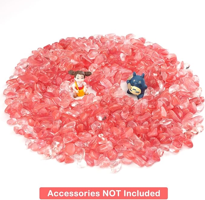 WAYBER Decorative Pebbles, 1 Lb/460g (Fill 1 Cup) Pink Crystal Quartz Stones Irregular Rock Gravel for Aquarium Turtle Tank Decoration/Succulent Plant Landscape/Flowerpot Vase Ornament