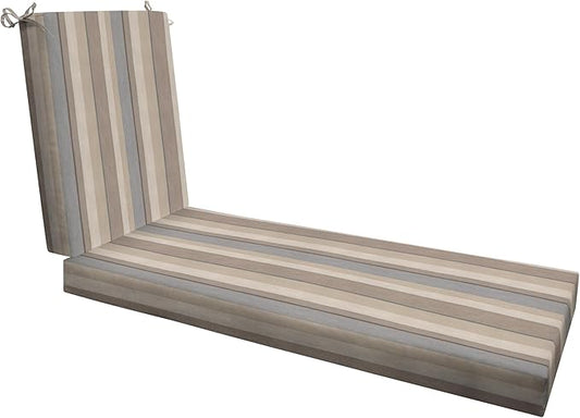 Honeycomb Outdoor Heritage Chaise, 22.5" W x 70" L, Stripe Taupe Chair Cushion for Patio Furniture