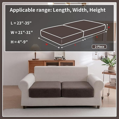 OHSIO Sectional Couch Covers, Wear Resistant Stretch Sofa Covers Washable Soft Couch Cushion Covers Anti Slip Furniture Protector Sofa Slipcovers for Pets (2 Pieces 2 Seaters Cover, Brown)