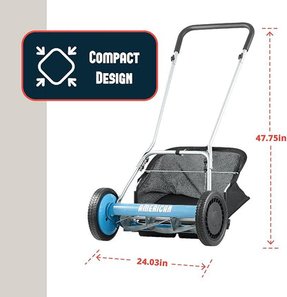 American Lawn Mower Company 1804-18 18-Inch 5-Blade Walk Behind Reel Lawn Mower with Grass Catcher