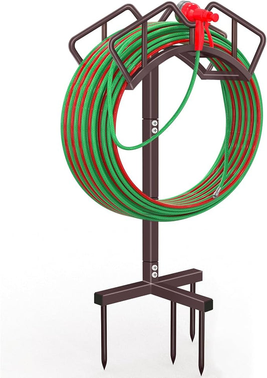 Qatsrin Super Stable Garden Hose Holder, Detachable Water Hose Holders, Hose Storage Stand Holds 150-Feet Hose, Free Standing Water Hose Holders for Outside Yard Lawn (Bronze)