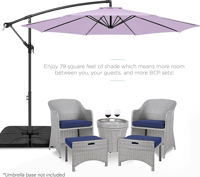 Best Choice Products 10ft Offset Hanging Market Patio Umbrella w/Easy Tilt Adjustment, Polyester Shade, 8 Ribs for Backyard, Poolside, Lawn and Garden