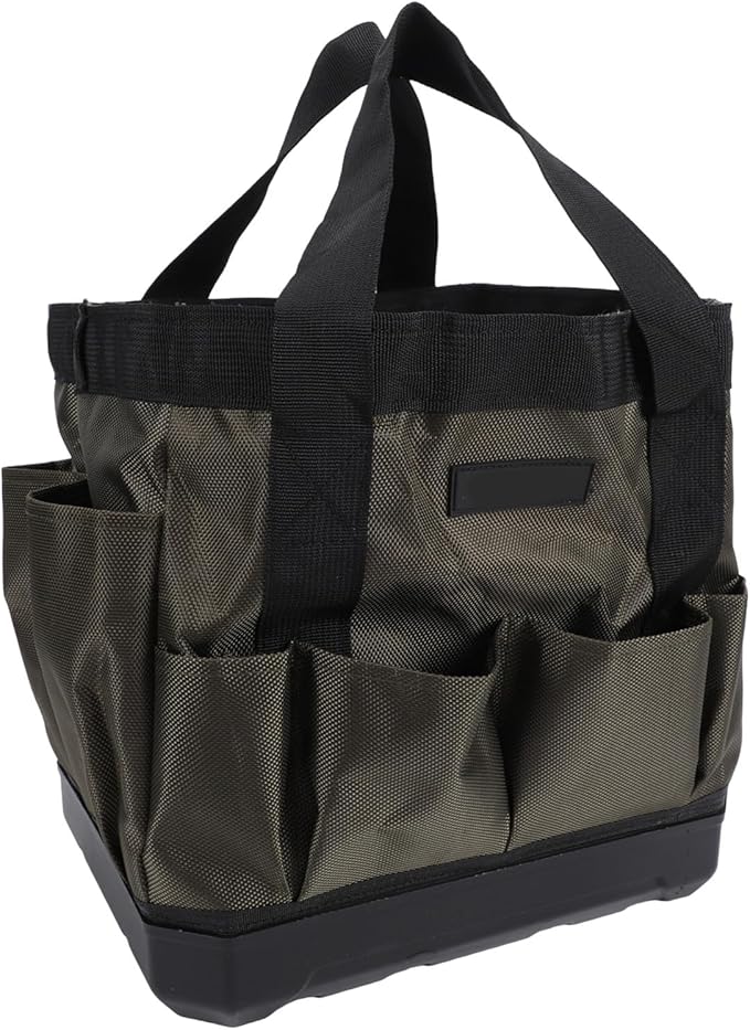 banapoy Tool Bag, 30 x 30 x 23cm Oxford Cloth Heavy Duty Gardening Tote Toolbox with 15 Pockets, Wide Mouth Tool Storage Bag Organizer for Electrician Mechanic Men