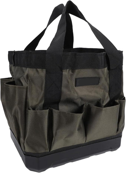 banapoy Tool Bag, 30 x 30 x 23cm Oxford Cloth Heavy Duty Gardening Tote Toolbox with 15 Pockets, Wide Mouth Tool Storage Bag Organizer for Electrician Mechanic Men