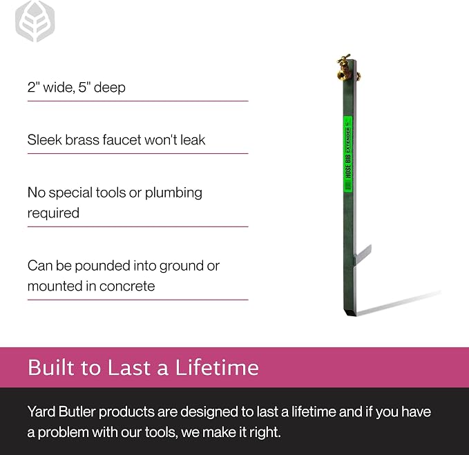 Yard Butler IHBE-6 Garden Hose Bib Extender - Durable Hose Stand for Keeping It Elevated - Convenient Garden Accessory - Rust-Resistant - Anti-Kink Design - Easy Installation