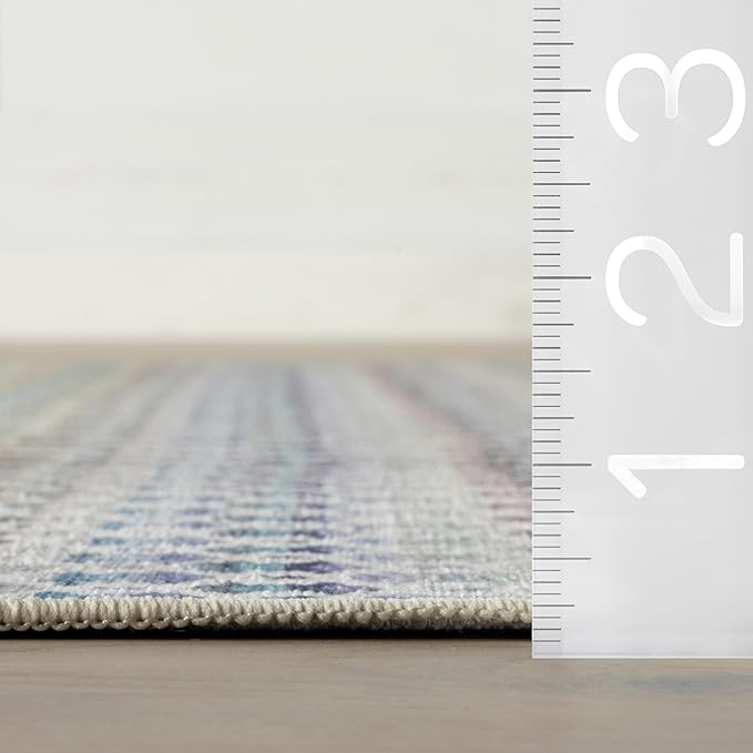 Dash & Albert Poppy Multi Machine Washable Rug, 4 X 6 Feet, Multicolored Geometric Pattern
