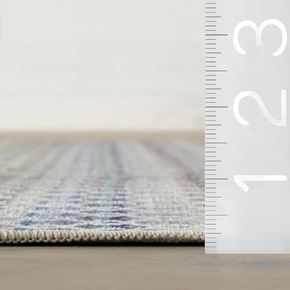 Dash & Albert Poppy Multi Machine Washable Rug, 4 X 6 Feet, Multicolored Geometric Pattern