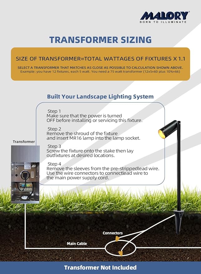 MALORY Brass Path Lights,9-17V AC/DC Low Voltage LED Landscape Pathway Lights,Waterproof Accent Light with G4 Bulb for Garden,Walkway,Driveway,Patio or Yard (P07, 1-Pack with Bulb)