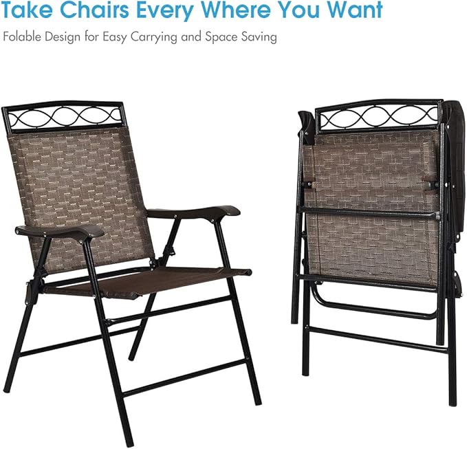 S AFSTAR 3-Piece Bistro Set, Patio Dining Furniture Set, Round Textured Glass Tabletop w/Umbrella Hole, Outdoor Conversation Set for Backyard Garden Poolside