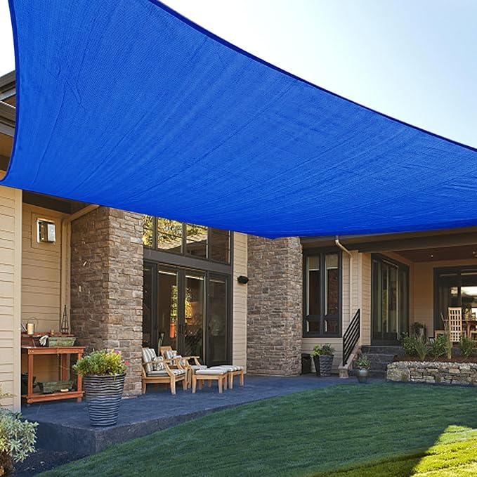 LOVE STORY 6.5' x 10' Rectangle Sun Shade Sail Canopy UV Block Cover for Outdoor Patio Garden Backyard Blue