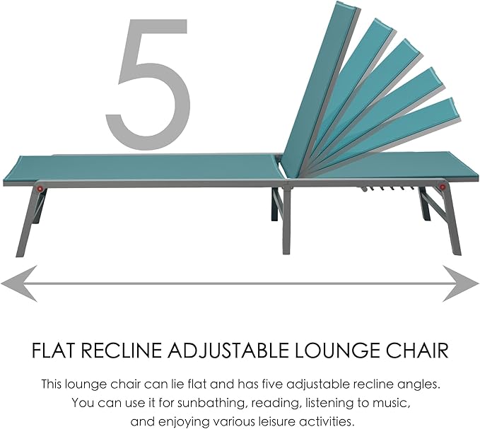 Kozyard Lounge Chair Outdoor Foldable Outdoor Lounge Chair (2MintGreen Textilence W/O Table)