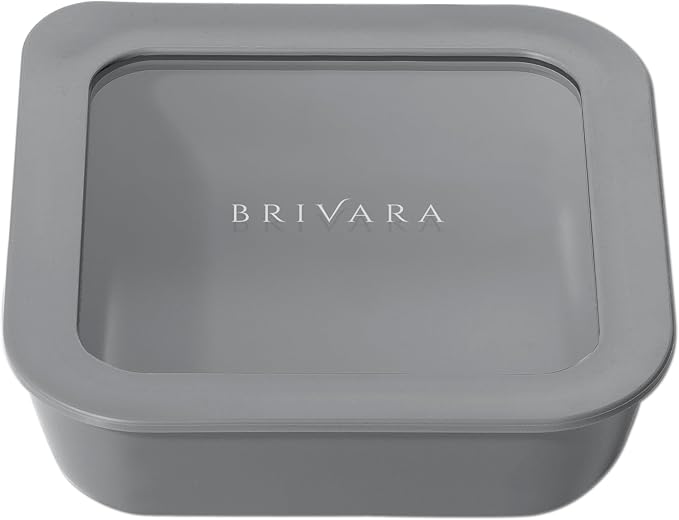 Glass Food Storage Container with Lid, 2.5-Cup Small Square | Microwave-Safe Airtight Lid, Oven-Safe Ceramic-Coated Glass | Zero Plastic, No PFAS/PFOA/BPA, Reusable [Smoke]