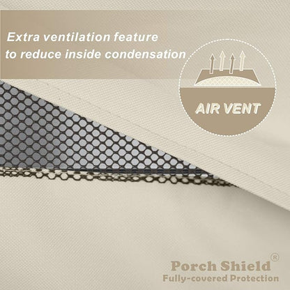 Porch Shield Patio Table Cover - Waterproof Outdoor Dining Table and Chairs Furniture Set Cover Rectangular - 125 x 73 inch, Light Tan & Khaki