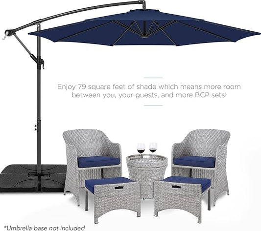 Best Choice Products 10ft Offset Hanging Market Patio Umbrella w/Easy Tilt Adjustment, Polyester Shade, 8 Ribs for Backyard, Poolside, Lawn and Garden