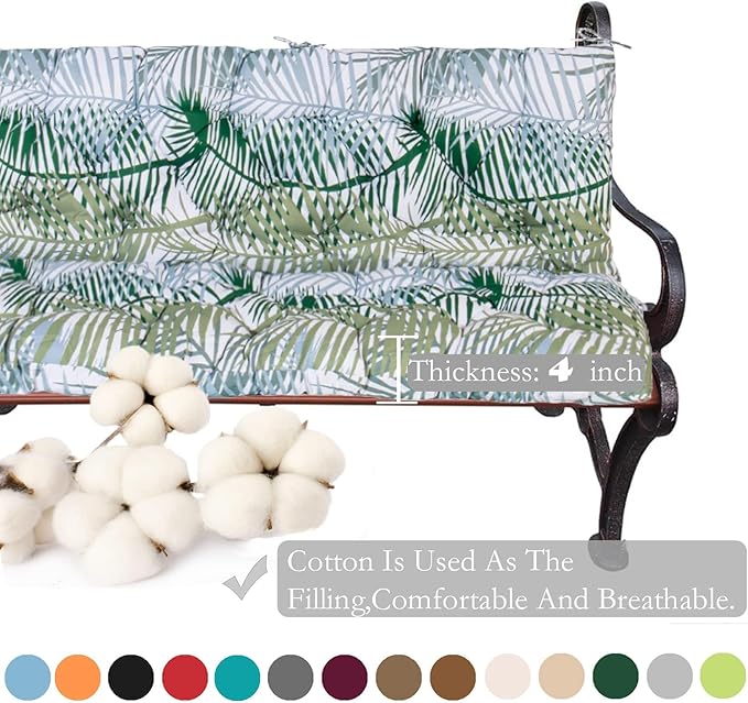 Replacement Cushions for Swing, Swing Cushions 3 Seater Replacement, Waterproof Thicken Washable Pad Cushion for Outdoor Indoor Furniture Swing Patio (Bamboo Leaf, 40x71 inch)