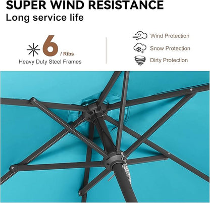 9ft Outdoor Patio Umbrella - Table Umbrella Waterprool UV Protection, Sombrillas de Patio with Push Button Tilt&Crank, Sun Umbrella for Pool, Porch, Garden, Deck, Backyard(Sky Blue)