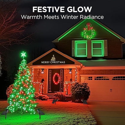 InnoGear Solar Lights Outdoor Waterproof Christmas Halloween Solar Garden Light for Outside Yard Landscape Lighting Pathway Spot Lights Spotlight Wall Light Auto On/Off, 2 Pack (Red and Green Light)