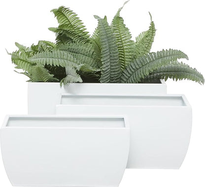 CosmoLiving by Cosmopolitan Metal Indoor Outdoor Planter, Set of 3 20", 18", 16"W, White