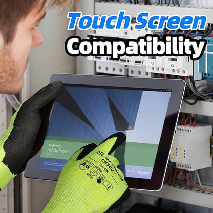 Schwer 12 Pairs Cut Resistant Gloves ANSI A6/A7 (Send Randomly) Cut Proof Work Glove CR3027, Touchscreen Working Gloves Used for Woodworking, Glass Cutting, Warehouse, Construction, Car Repair, M