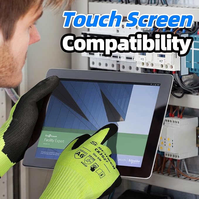 Schwer 6 Pairs Cut Resistant Work Gloves ANSI A6/A7 (Send Randomly) Cut Proof Glove CR3027, Touchscreen, Working Gloves for Men and Women Used for Woodworking, Glass Cutting, Construction, L