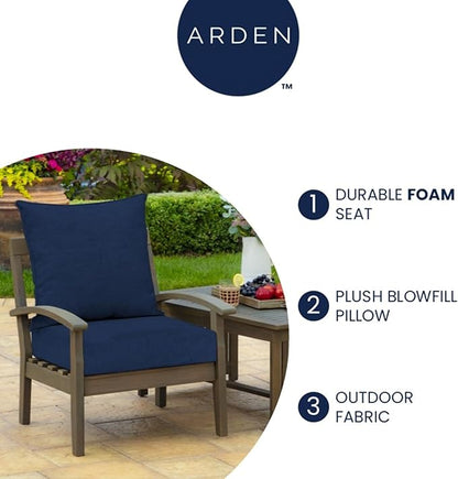 Arden Outdoor Foam Deep Seat Cushion (4-Pack), 22x24, Premium High-Density Foam, Never Flattens, Weather-Proof for Patio Chair Sofa Couch, Sapphire Aurora Blue Stripe