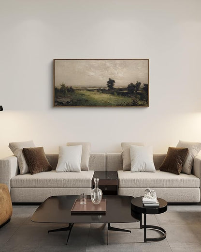 InSimSea Extra Large Framed Vintage Wall Art, Living Room Country Farmhouse Decor, Wilderness Landscape Paintings, Canvas Prints, Retro Scenery Long Picture for Bedroom Above of Bed,20x40inch
