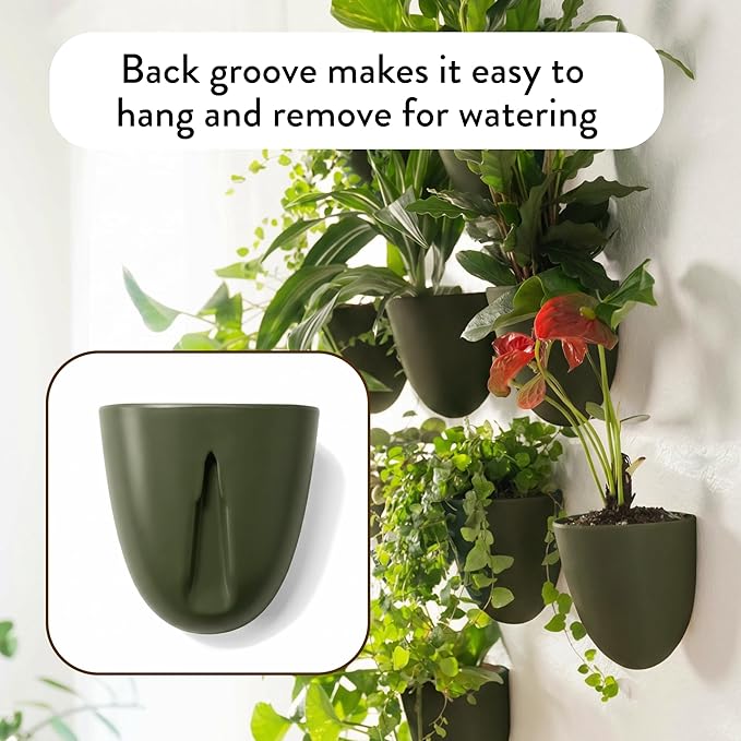 Make Good PlantPod Luxe Self-Watering Wall Planters (Set of 3, Forest Green) - Easy to Water and Install - Lightweight - Design Your Own Vertical Garden - Wall Planters for Indoor Plants