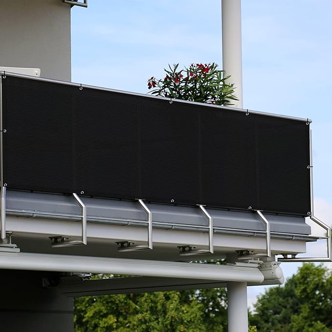 SUNLAX Custom Size 2.5'x14' Black Fence Covering Privacy Screen Windscreen with Bindings & Grommets,Heavy Duty for Commercial and Residential, 90% Blockage, Cable Zip Ties Included