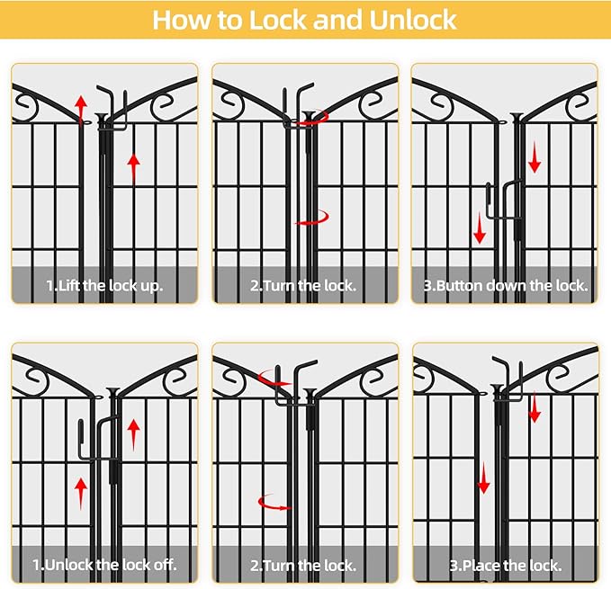 Outdoor Dog Fence for Yard, 10 Pack Fences with Latch Suitable for Patio Garden Yard, 33in(H) x 21.6ft(W) Decorative Fencing Panels for Detering Animals (10 Packs)