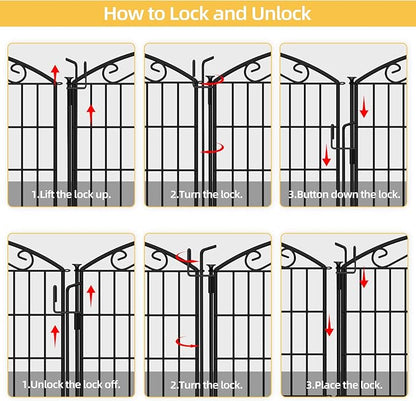 Outdoor Dog Fence for Yard, 10 Pack Fences with Latch Suitable for Patio Garden Yard, 33in(H) x 21.6ft(W) Decorative Fencing Panels for Detering Animals (10 Packs)