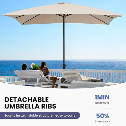 Ayge 8x10FT Large Rectangular Patio Umbrella Outdoor Table Umbrella w/Crank Rectangle Market Umbrella UV Protection for Garden, Deck,Lawn,Yard & Pool,White