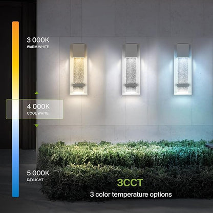 ASD LED 13" Bubble Glass Wall Light Fixture, Outdoor & Indoor Seeded Sconce | 3CCT, Waterproof, Dimmable, ETL Listed | 12W 500LM 3000-5000K 120V | Exterior Lantern, Porch Lighting | White
