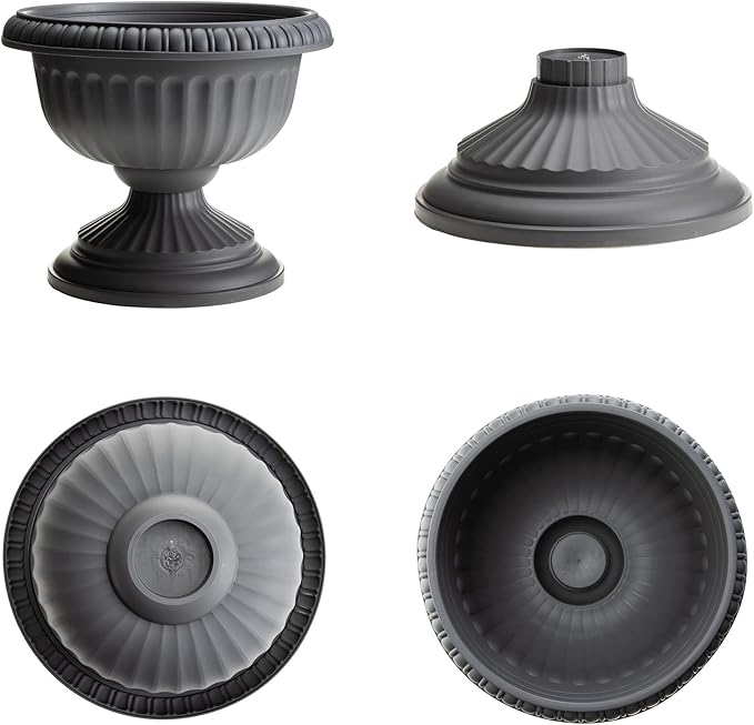 Bloem Grecian Urn Planter 18" Charcoal Gray