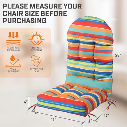FUNBERRY Patio Chair Cushions Set of 4, Thicken Comfy Cushions for Rocker Non Slip Fade Shield Waterproof High Back with Ties