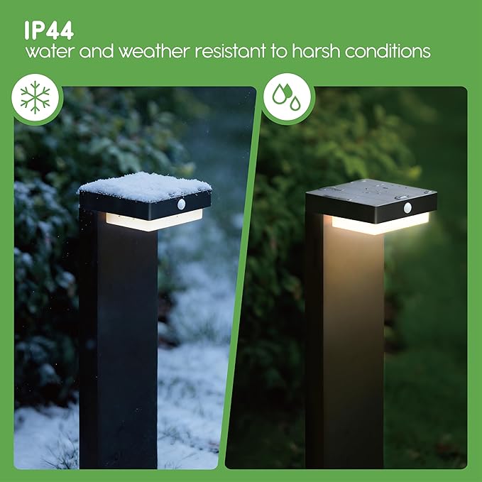 20.5" Solar Pathway Lights - Walkway Solar Lights for Outside - PIR Sensor & Two Lighting Modes - Rechargeable Battery Lasts Up to 55 Hours - 3000K - IP44 Weather Resistant - 4 Pack