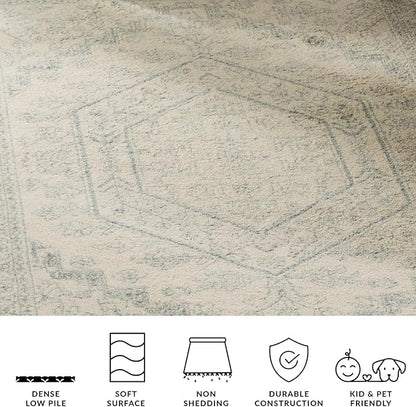 SAFAVIEH Adirondack Collection Runner Rug - 2'6" x 18', Ivory & Slate, Oriental Medallion Design, Non-Shedding & Easy Care, Ideal for High Traffic Areas in Living Room, Bedroom (ADR108S)