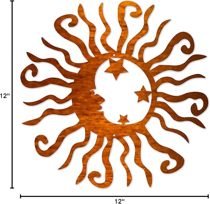 Riverside Designs Wacky Solar Moon Metal Wall Art Steel Outdoor Decor | Heavy-Duty and Waterproof | Made in USA (Copper, 12L x 12W)