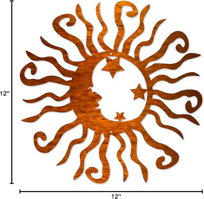 Riverside Designs Wacky Solar Moon Metal Wall Art Steel Outdoor Decor | Heavy-Duty and Waterproof | Made in USA (Copper, 12L x 12W)
