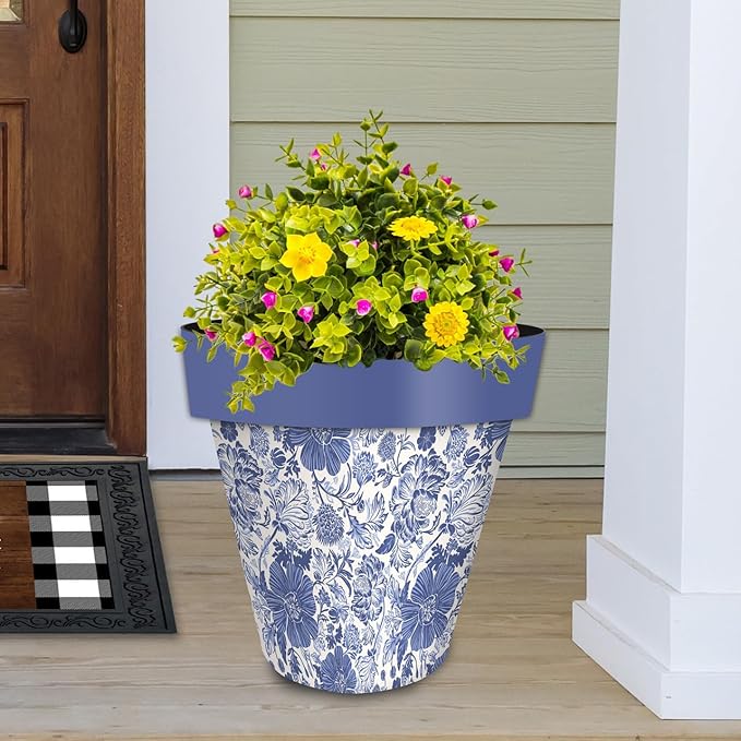 Briarwood Lane Blue and White Floral Large Planter
