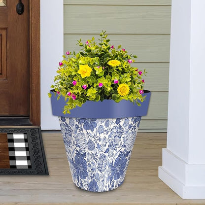 Briarwood Lane Blue and White Floral Large Planter