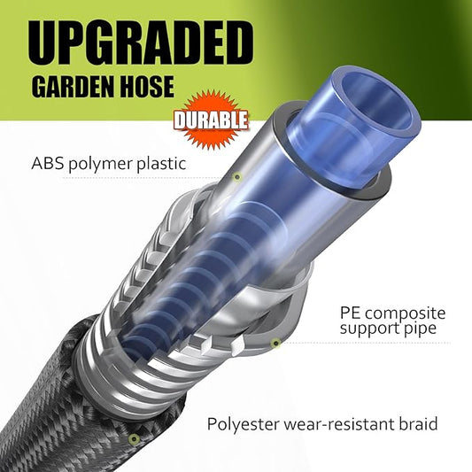 Relxitl Garden Hose, Flexible Water Hose, Ultra Lightweight Non-Expanding hose with 10 Function Sprayer, Leak proof, Pressure Resistant for Yard, Outdoor (Green, 25FT)