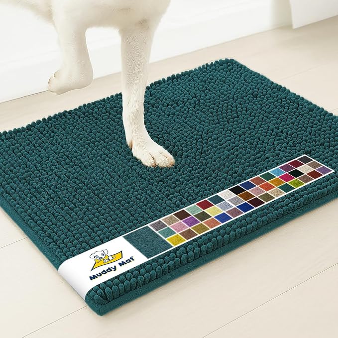 Muddy Mat® | Super Water Absorbent Door Mat Indoor, Microfiber Quick Dry Chenille Entryway Rug,Slip Resistant Front Door Mat,Indoor Mats for Entryway,Machine Washable Pet Rug, Atlantic Blue 30" x 60"