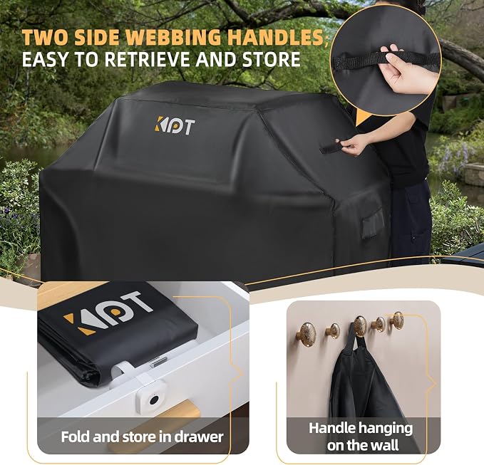 KPT 57 Inch Grill Cover for Outdoor Grill - Heavy Duty Waterproof 420D BBQ Cover with Hook, Air Vent, Buckle - Gas Grill Cover, UV & Fade Resistant, BBQ Grill Cover for Weber, Nexgrill, Char Broil