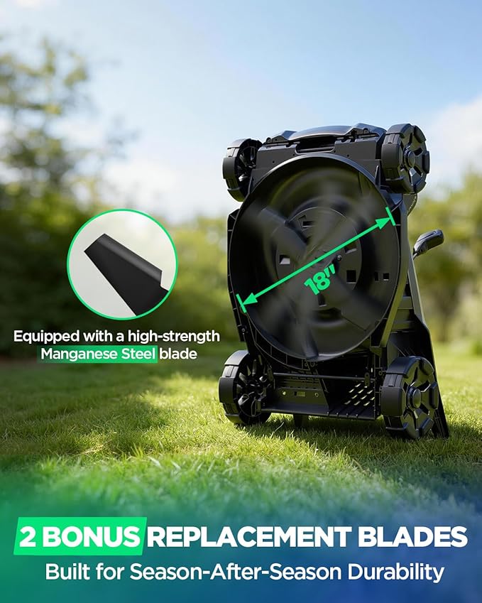 18" Electric Lawn Mower, 40V Cordless Lawn Mower with 2x5.0Ah Batteries, Brushless Motor, 2-in-1 Mulching & Bagging, 6-Position Height Adjustment, for Small to Medium Yards