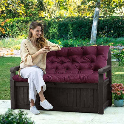 Swing Replacement Seat Cushions, 2-3 Seater Bench Cushions for Outdoor Furnitur with Backrest, Garden Recliner Seat Cushions Waterproof Sofa Pads (Wine Red, 47x40in)