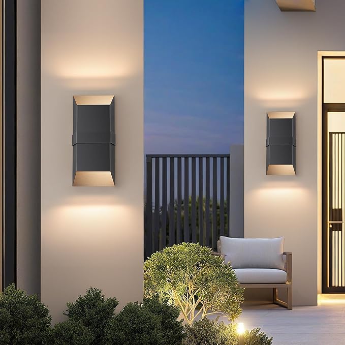 Outdoor Lights Fixture Twins, Modern Led Wall Sconce Indoor, Black Exterior Wall Lights for House, Front Porch Light Outdoor Wall Mount, Patio Lights Fixture for Garage, Yard, 3000K