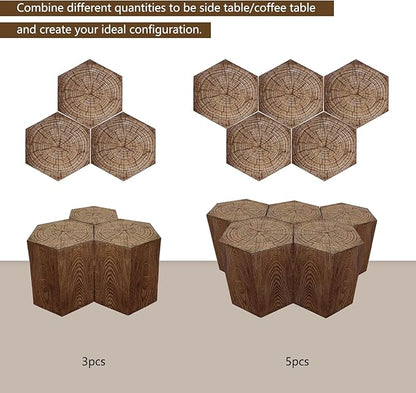 Afterglow Outdoor Hexagonal Side Table, Terrafab Material Natural Decorative Garden Stools, Unique End Table for Living Room Bedroom Patio Home Decor
